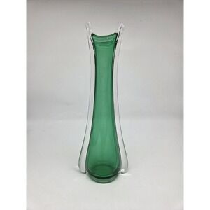 Green Cased Art Glass Sculptural Vase Hand‑Blown Modern Decor‎
